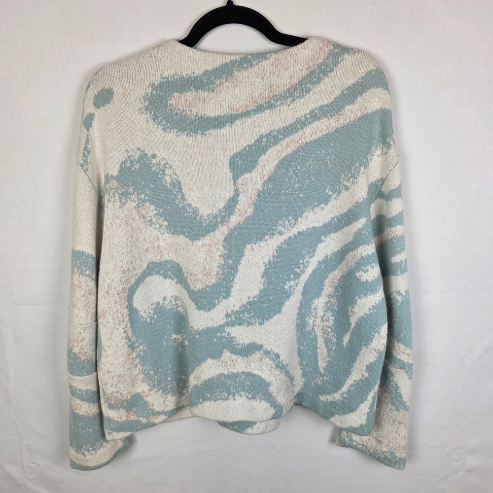 Sleeping on Snow Anthropologie Blue Cream Metallic Marble Knit Sweater‎ Small - Picture 3 of 7